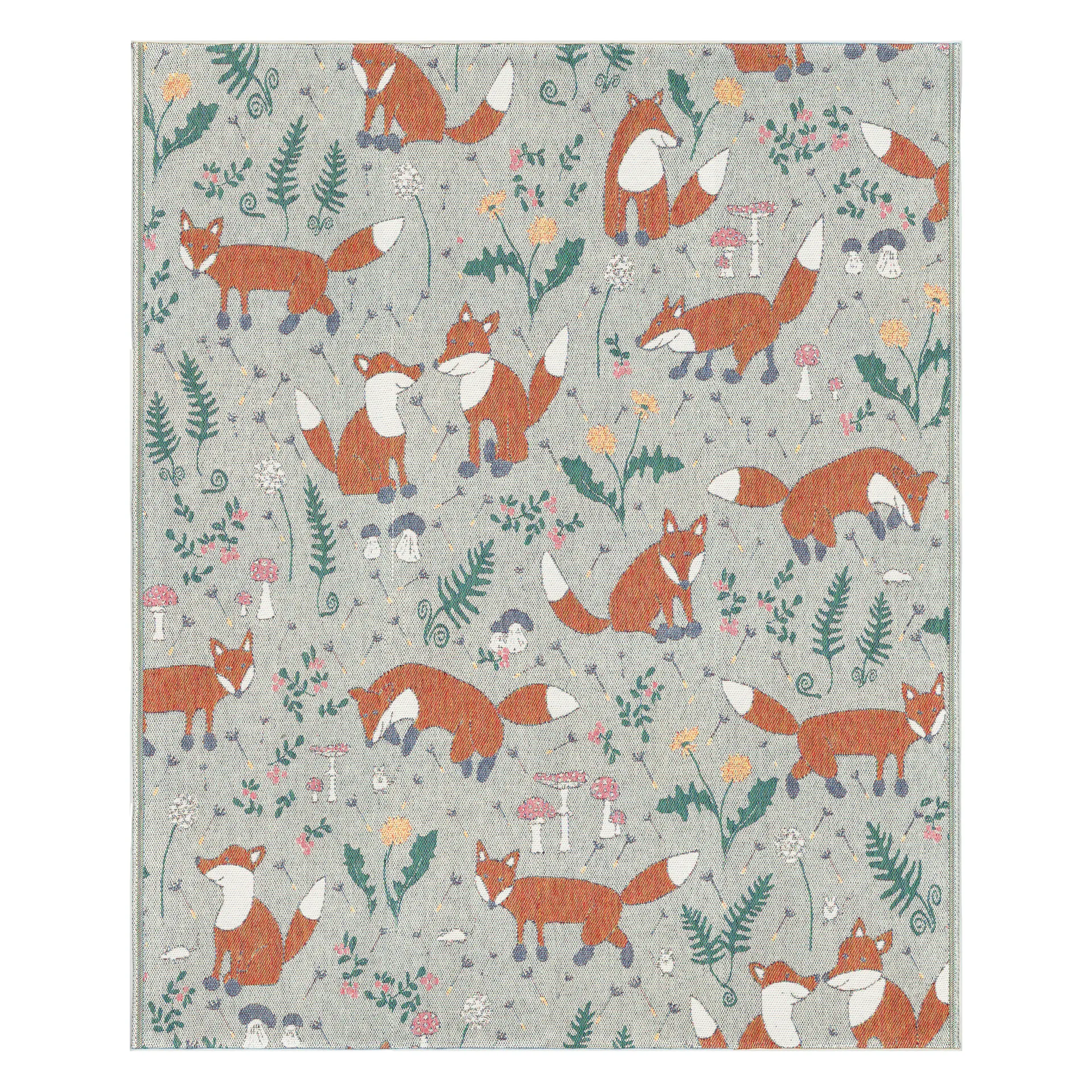 Rävar bomullspledd 140x170 cm, Multi Ekelund Linneväveri