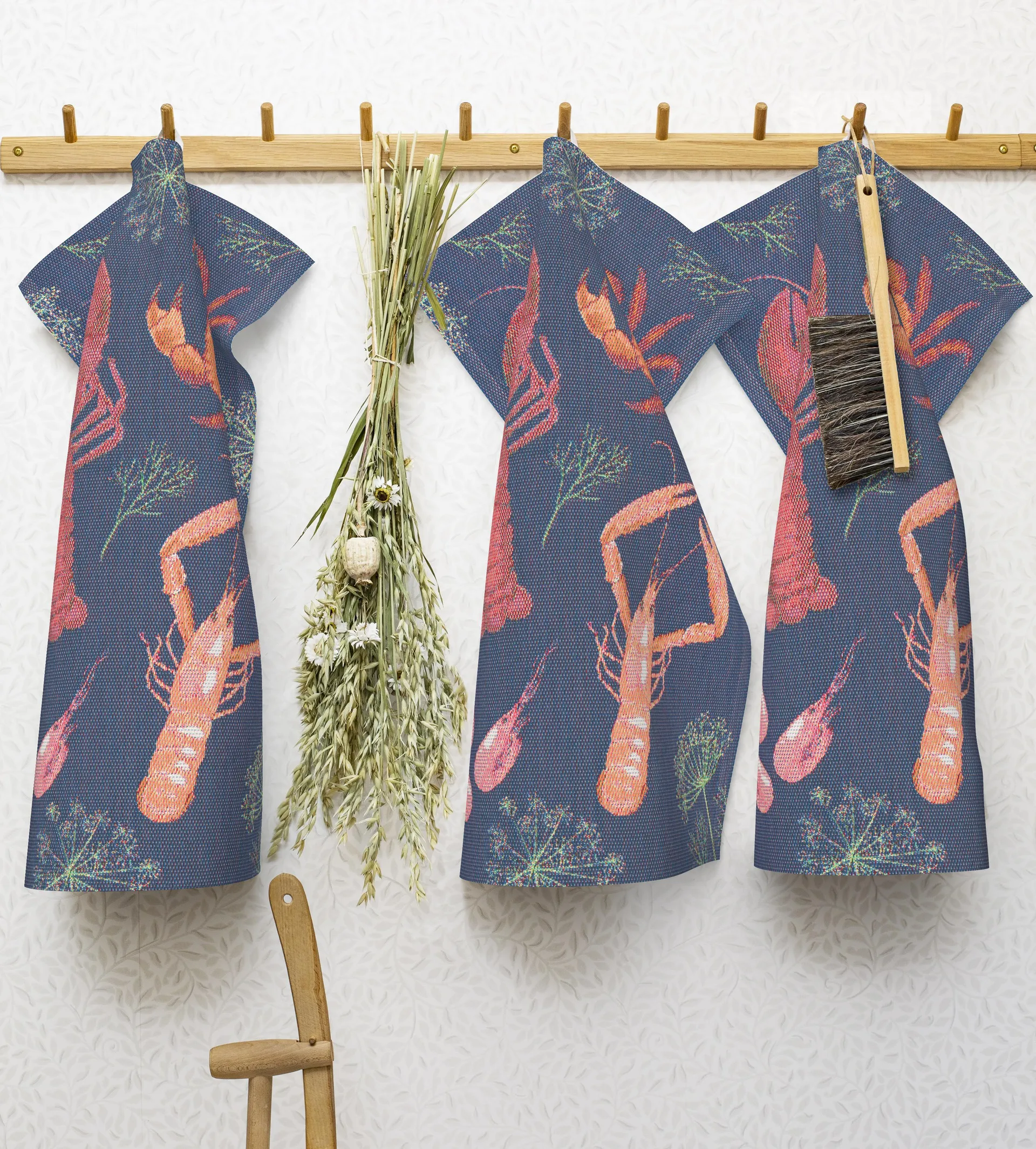 Skaldjursfest kjøkkenhåndkle, 40 x 60 cm Ekelund Linneväveri