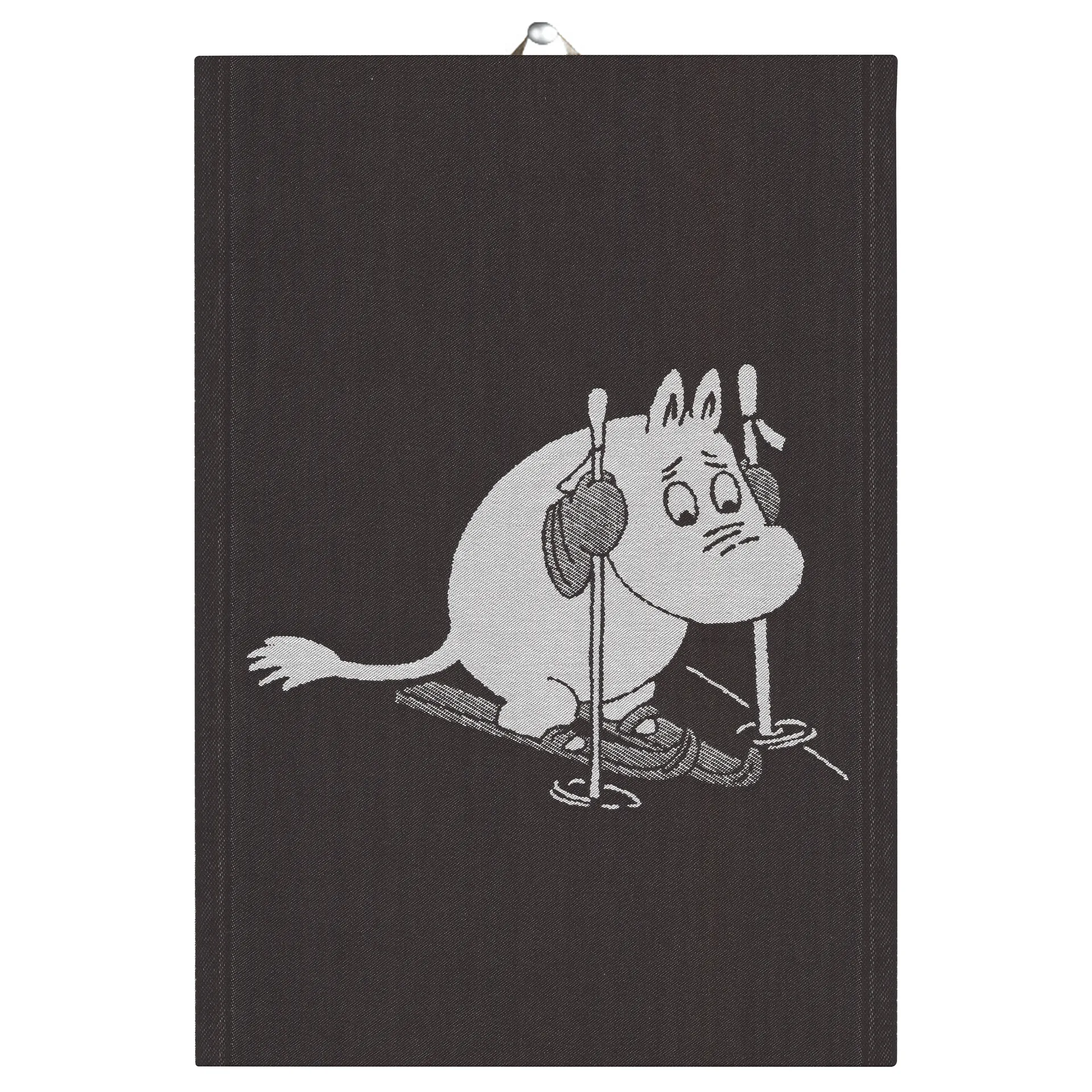 Skiing kjøkkenhåndkle 35x50 cm, Svart Ekelund Linneväveri