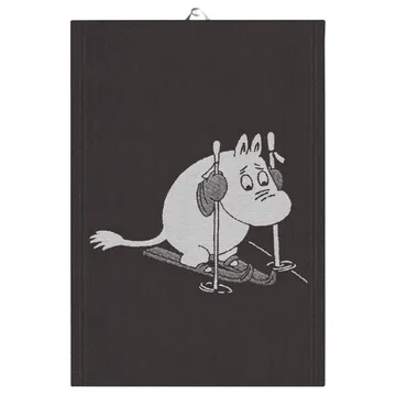 Skiing kjøkkenhåndkle 35x50 cm - Svart - Ekelund Linneväveri