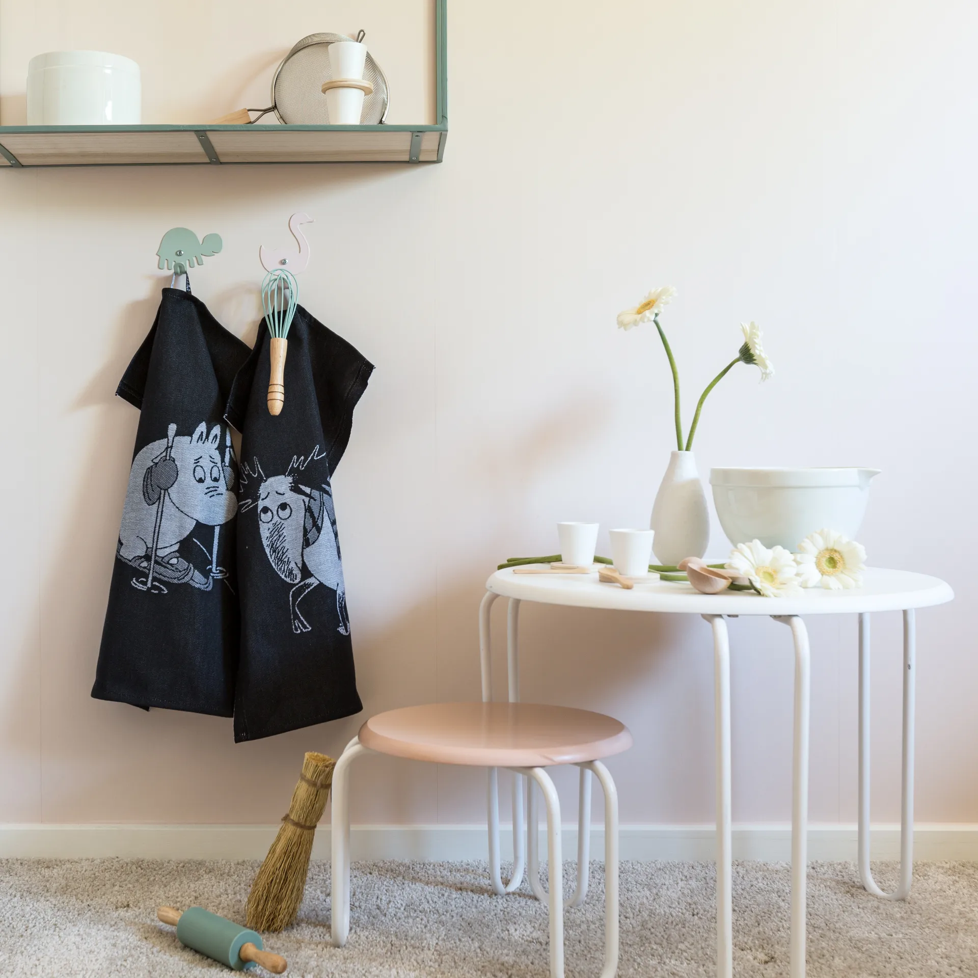 Skiing kjøkkenhåndkle 35x50 cm, Svart Ekelund Linneväveri