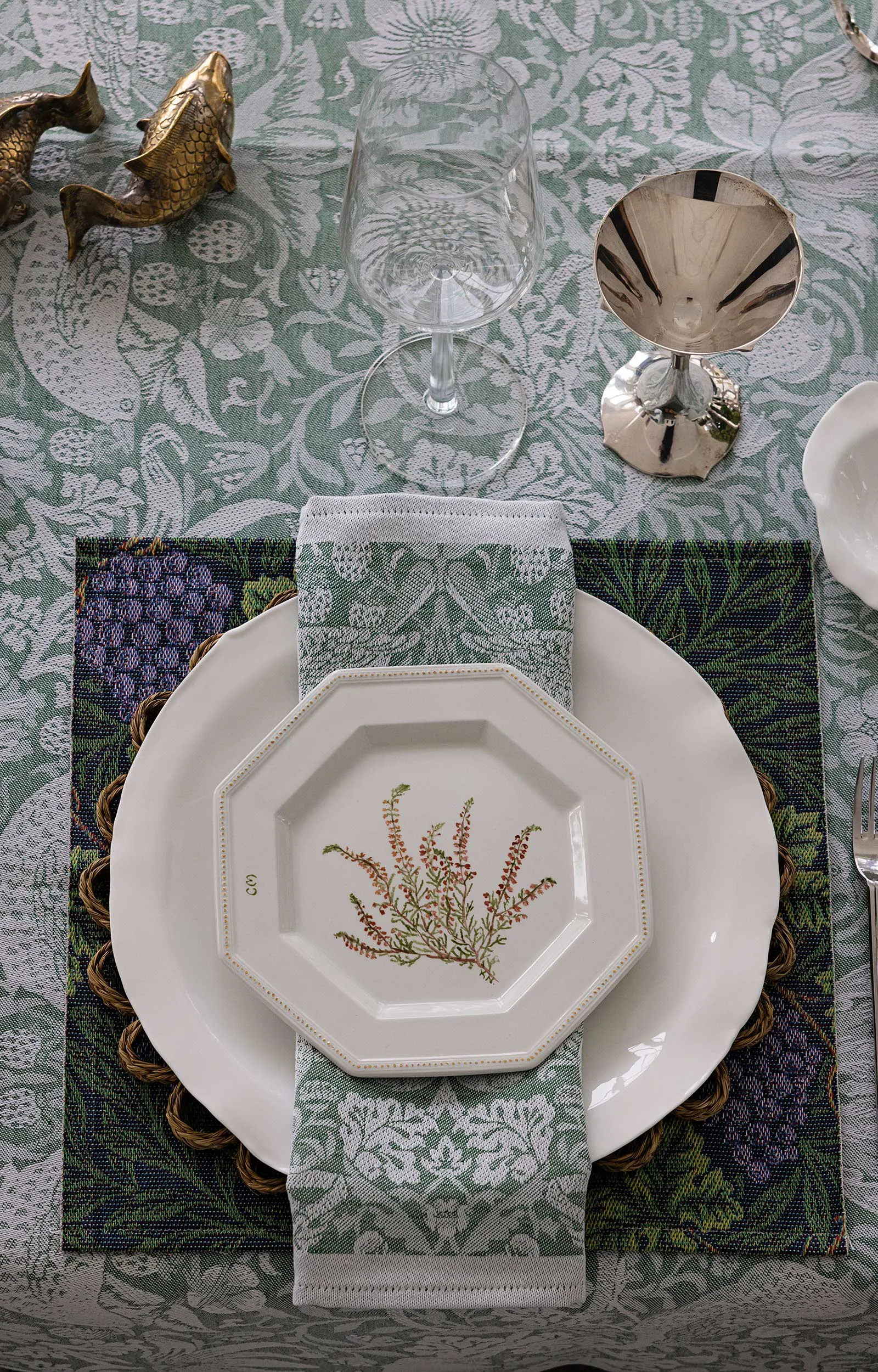 Strawberry Thief bordløper 50x150 cm, Grønn Ekelund Linneväveri