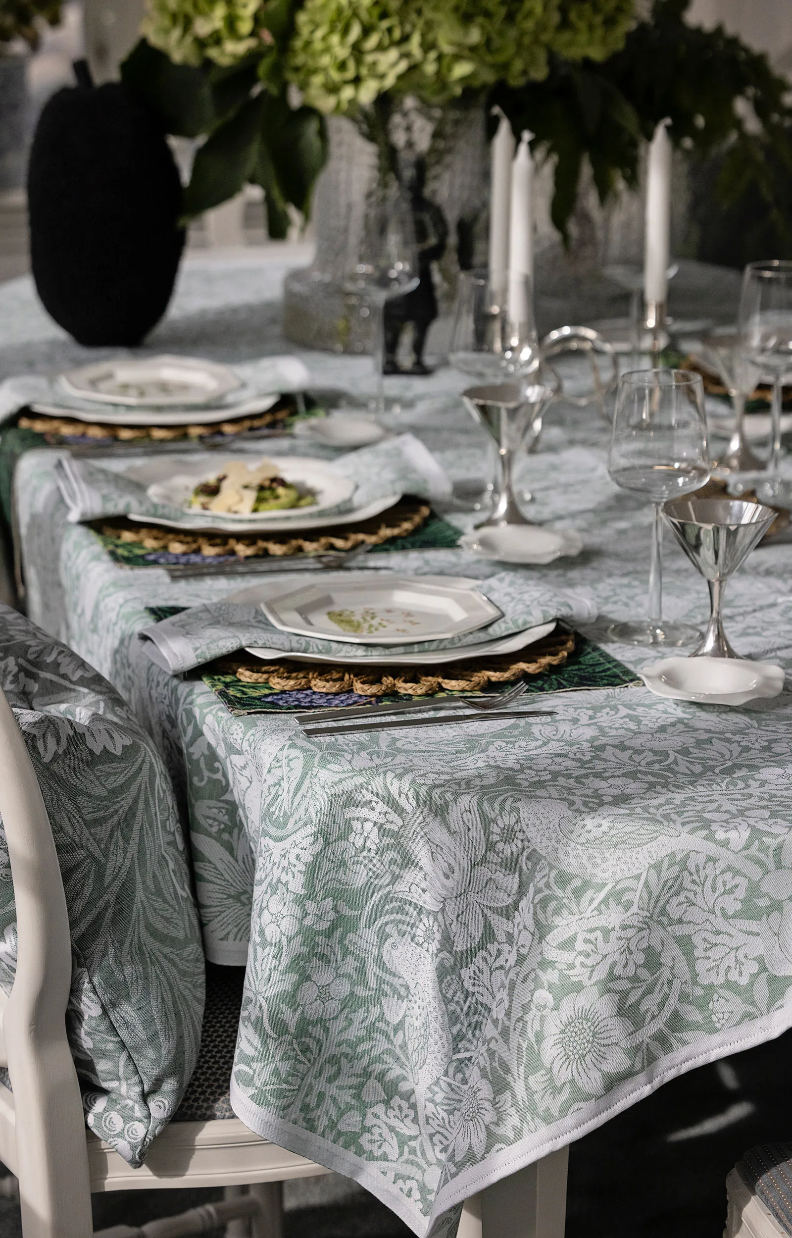 Strawberry Thief tøyserviett 35x35 cm, Grønn Ekelund Linneväveri