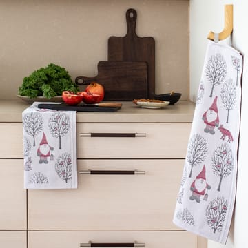 Tomteliv kjøkkenhåndkle 35x50 cm - Grå-rød - Ekelund Linneväveri