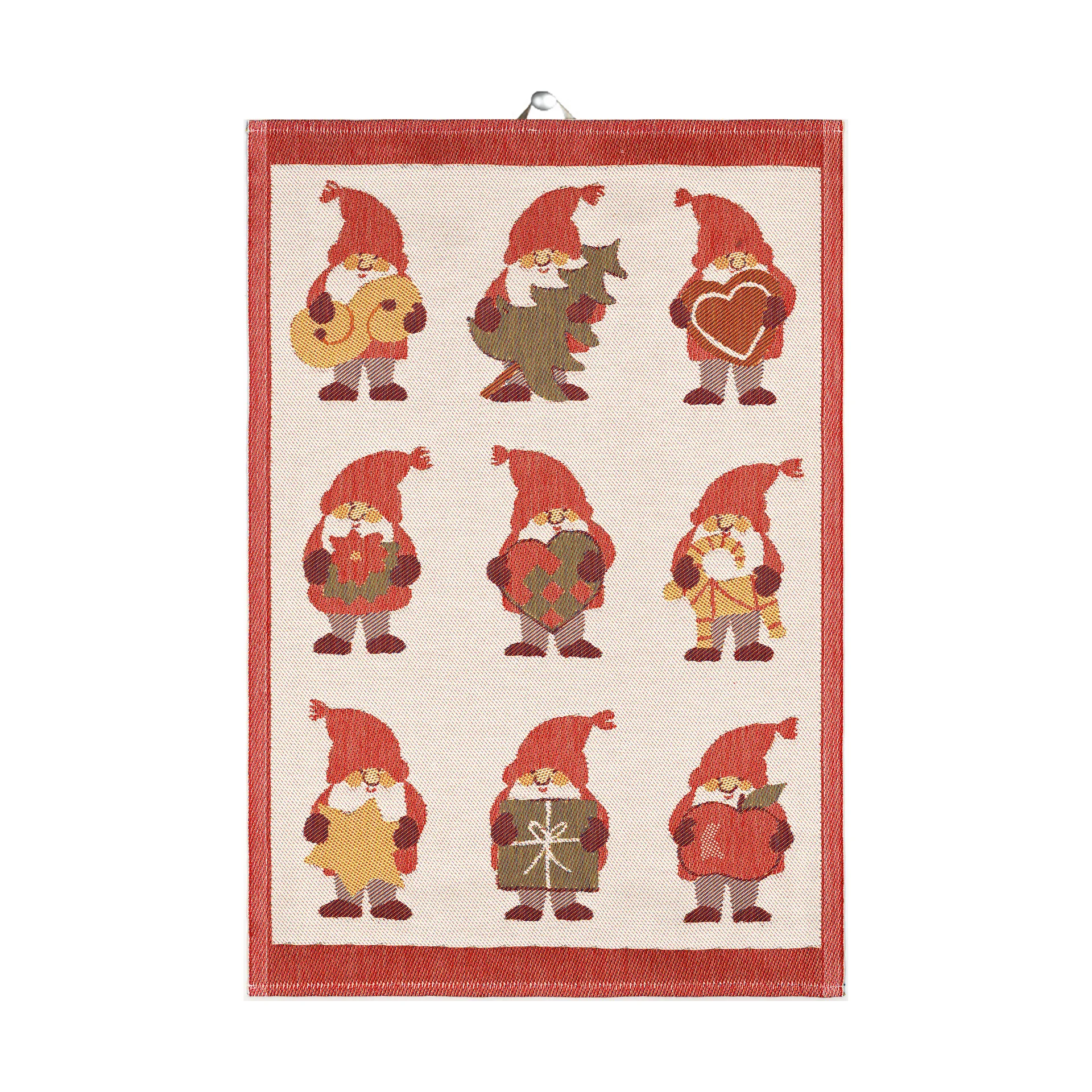 Tomtemys kjøkkenhåndkle 35x50 cm, Rød Ekelund Linneväveri