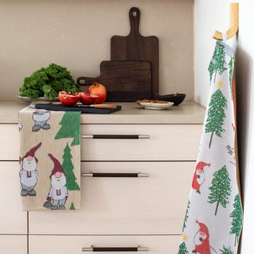 Tomtesprång kjøkkenhåndkle 40x60 cm - Hvit-grønn-rød - Ekelund Linneväveri