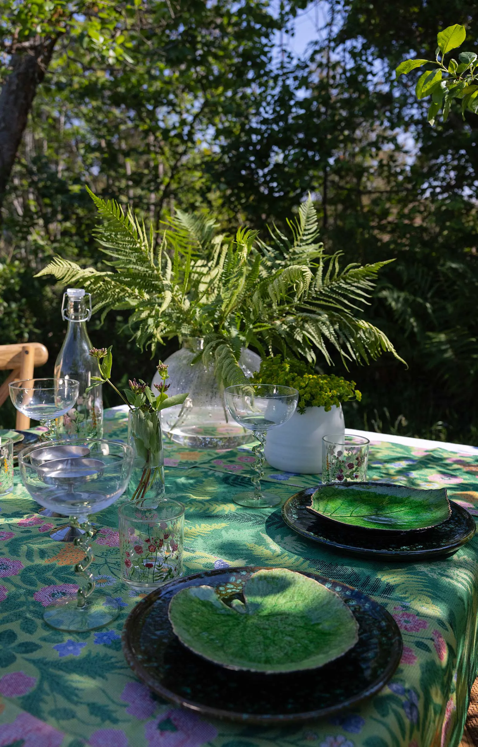 Vildblomster kjøkkenhåndkle 35x50 cm, Grønn Ekelund Linneväveri