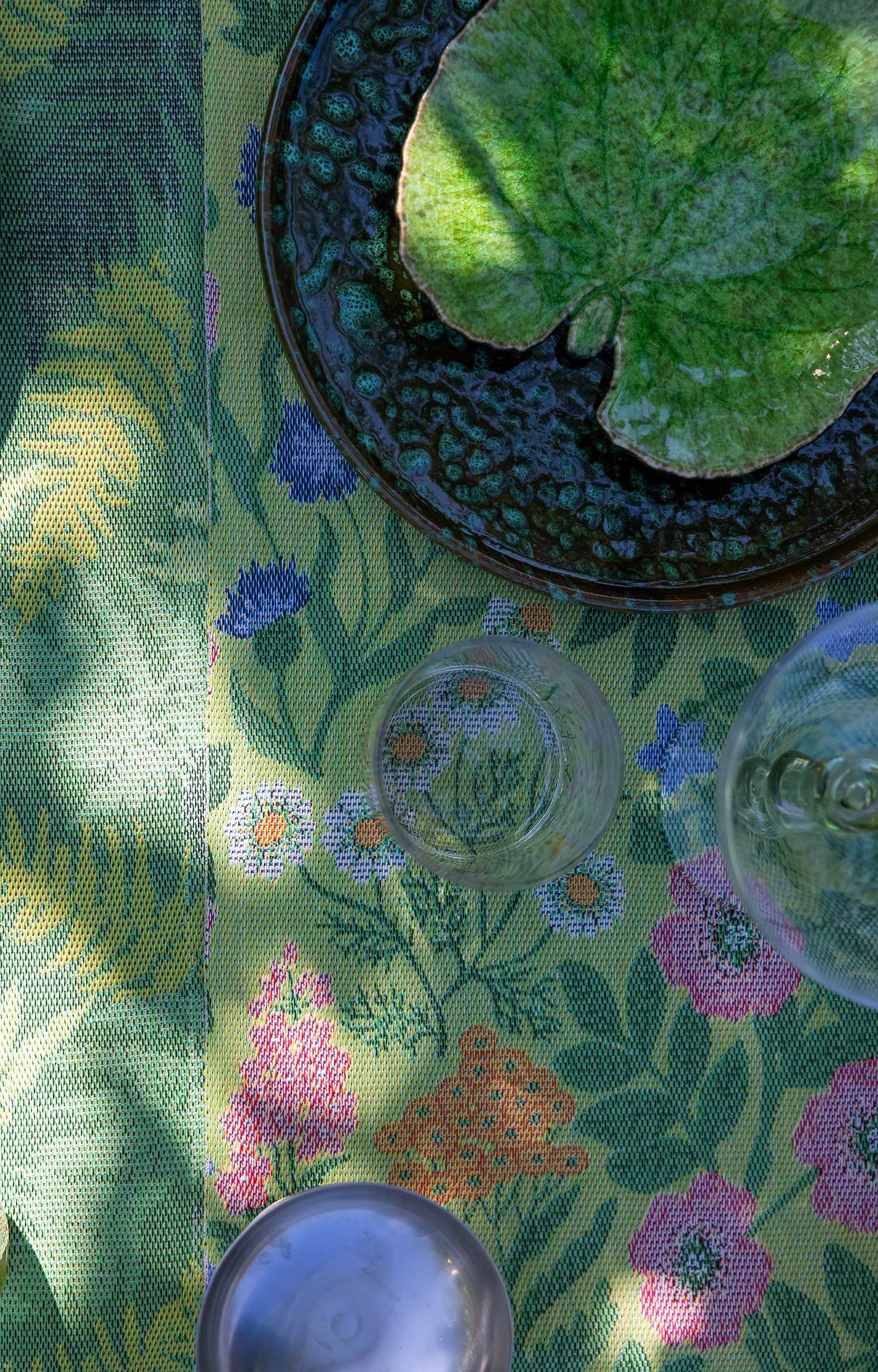 Vildblomster kjøkkenhåndkle 35x50 cm, Grønn Ekelund Linneväveri