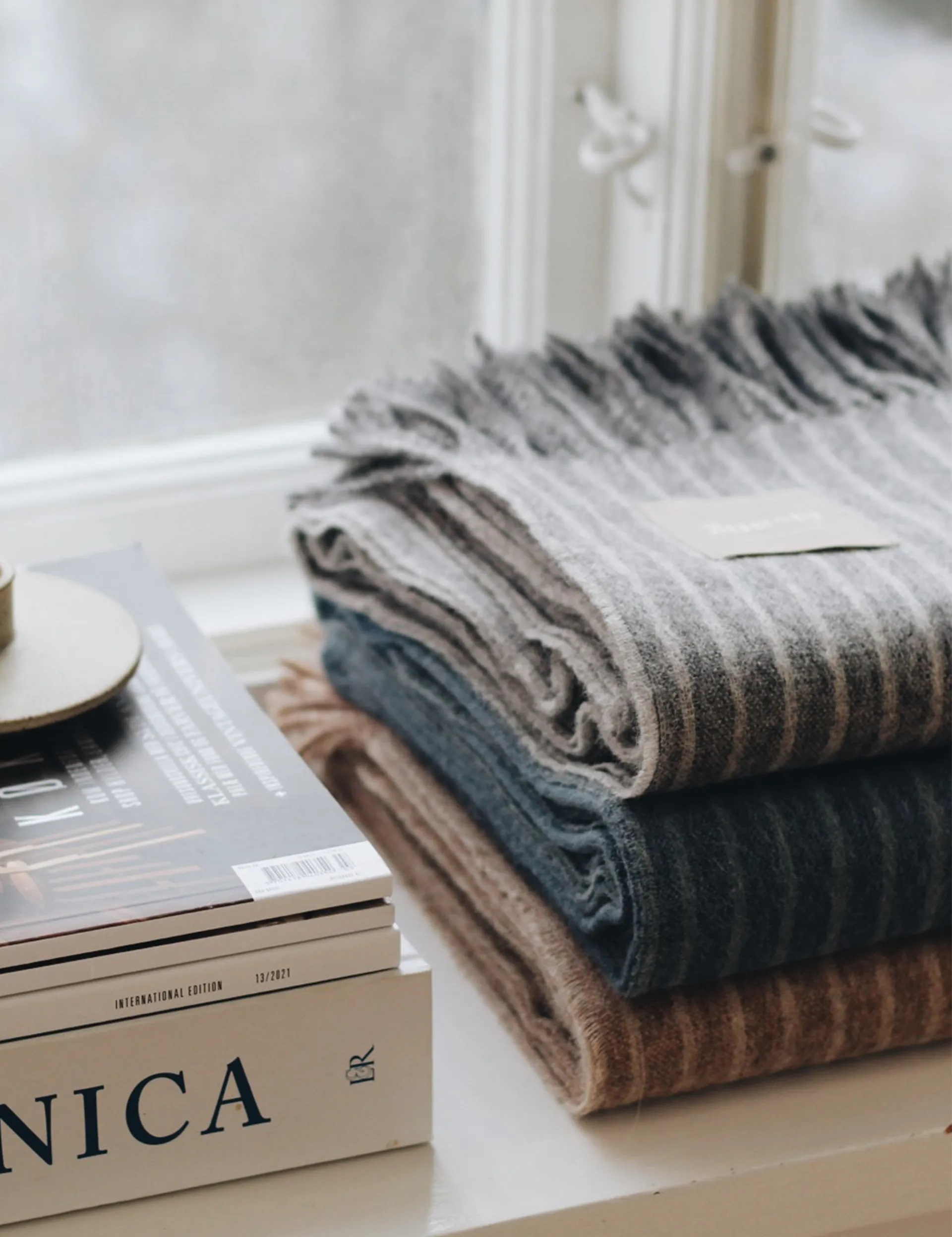 Stripes pledd 130 x 200 cm, Camel Elvang Denmark