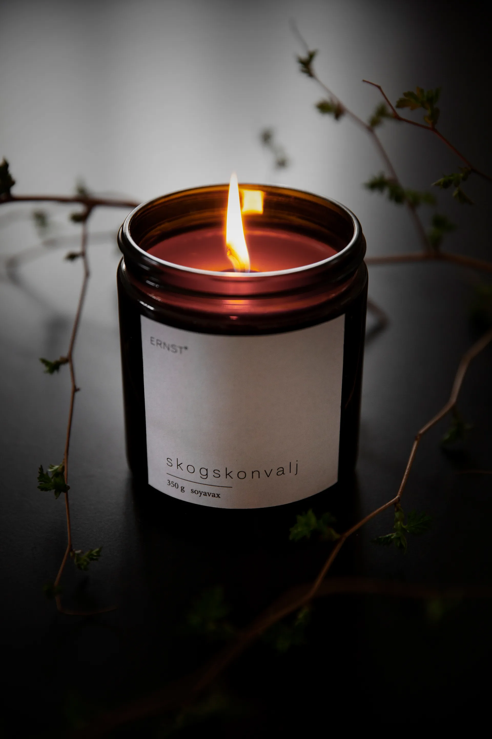 Ernst duftlys i glass med lokk Ø7,2 cm, Skogfrue ERNST