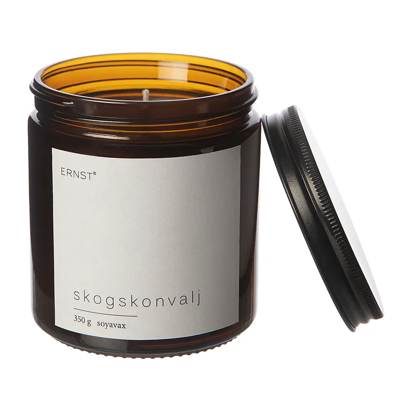 Ernst duftlys i glass med lokk Ø9 cm, Skogfrue ERNST