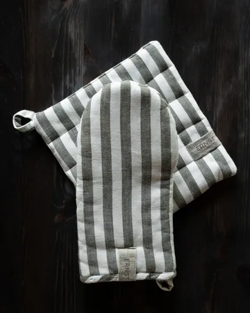 Ernst grytevott, bred stripe - Salvie-hvit - ERNST