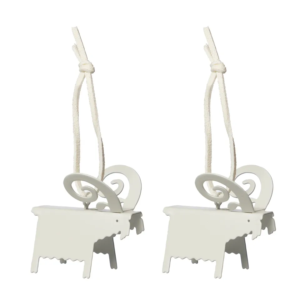 Ernst juleanheng Bukk, 2-pk, Hvit 5 cm ERNST
