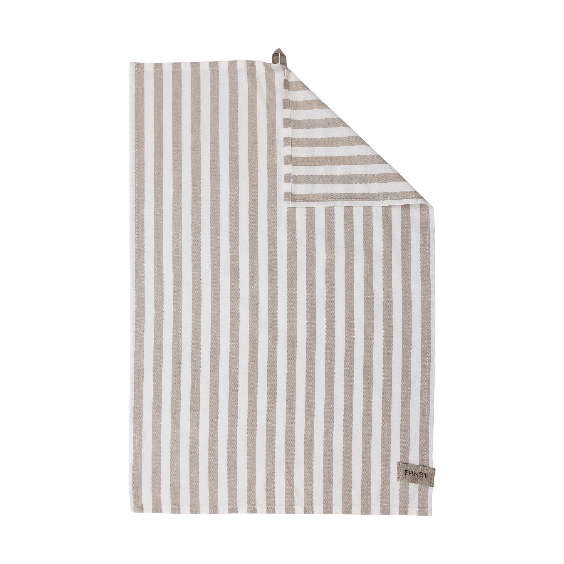 Ernst kjøkkenhåndkle, brede striper 47x70 cm, Beige-hvit rand ERNST