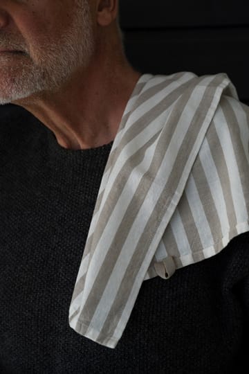 Ernst kjøkkenhåndkle, brede striper 47x70 cm - Beige-hvit rand - ERNST