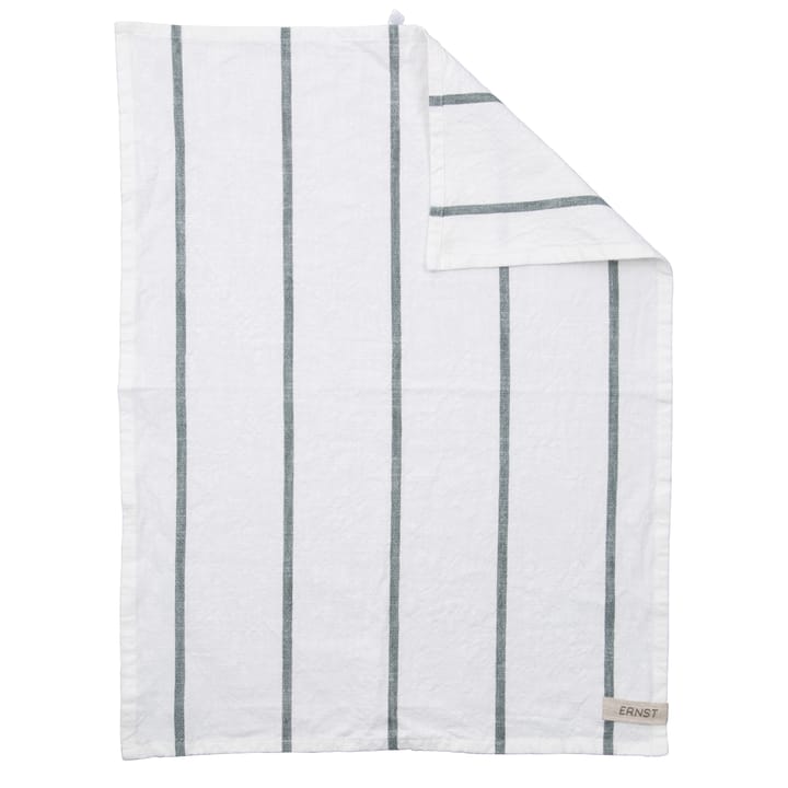Ernst kjøkkenhåndkle hvit 50x70 cm - Grønna striper - ERNST