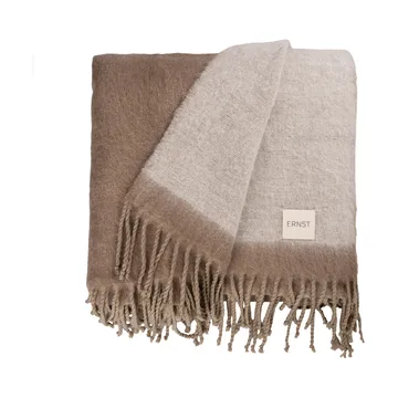 Ernst pledd med frynser 130x170 cm - Beige-hvit - ERNST
