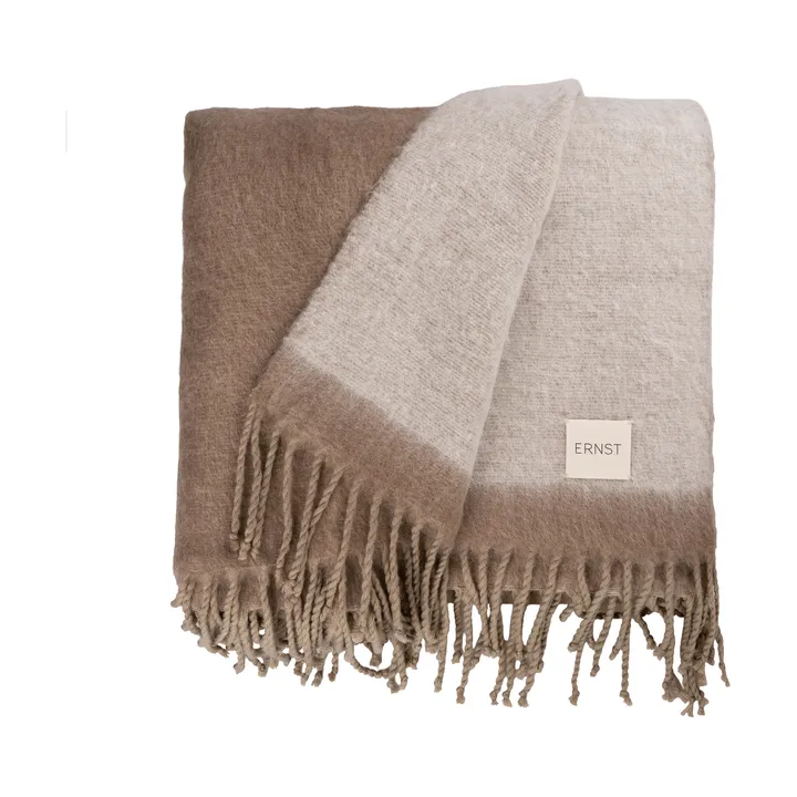 Ernst pledd med frynser 130x170 cm - Beige-hvit - ERNST