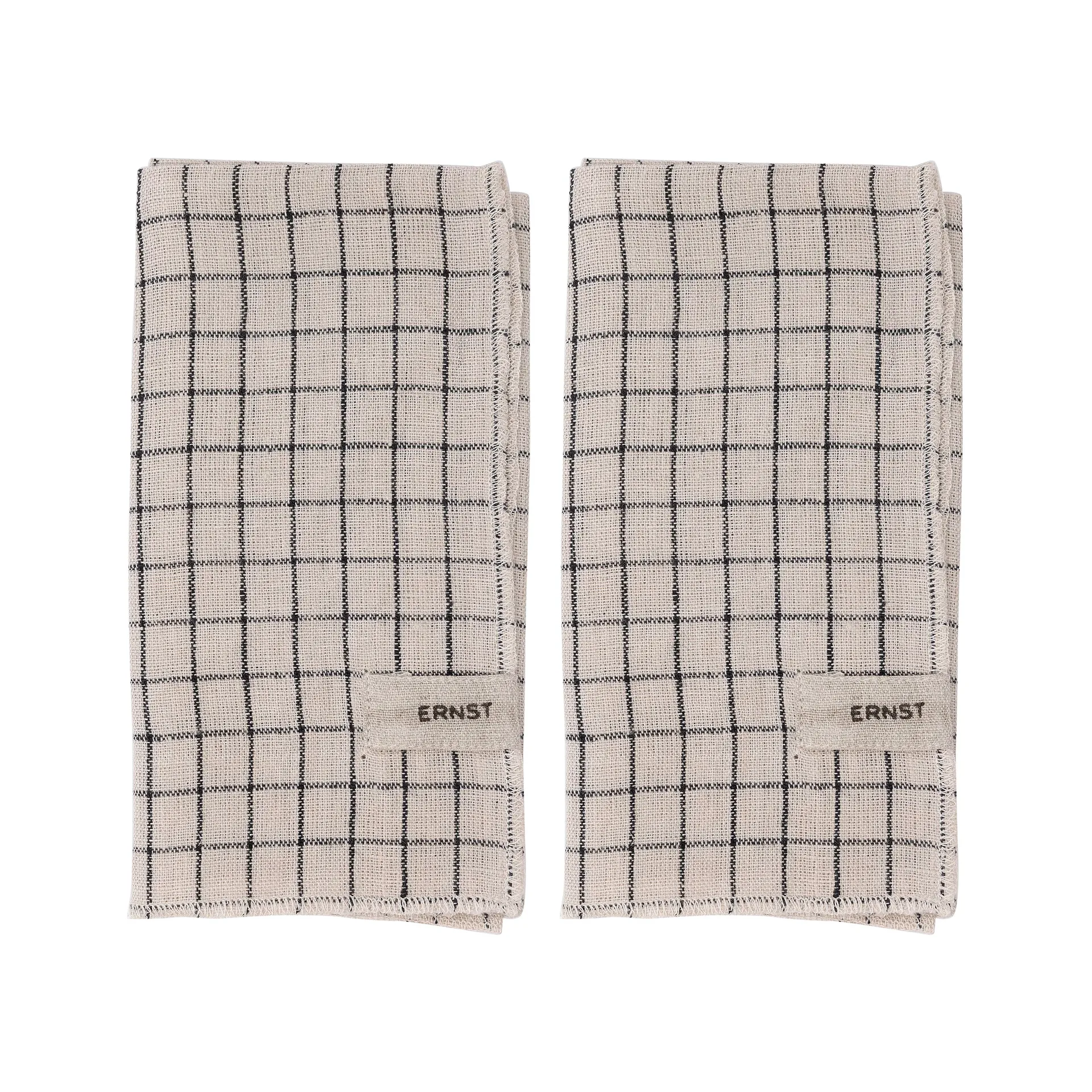 Ernst servietter 2-pakning rutete 40 x 40 cm, Svart-beige ERNST