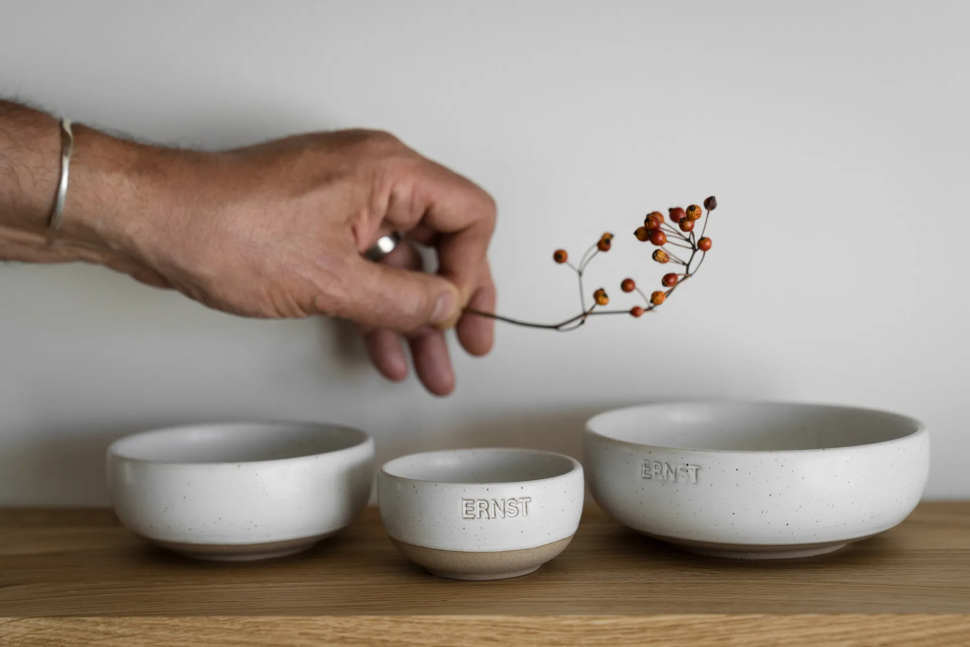 Ernst skål, Hvit-natur bunn, Ø14 cm ERNST