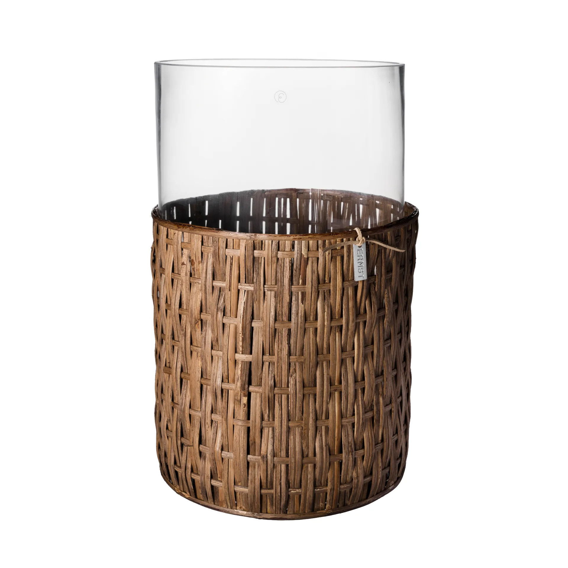 Ernst vase/lykt i kurv, Mørkebrun, Ø18x30 cm ERNST