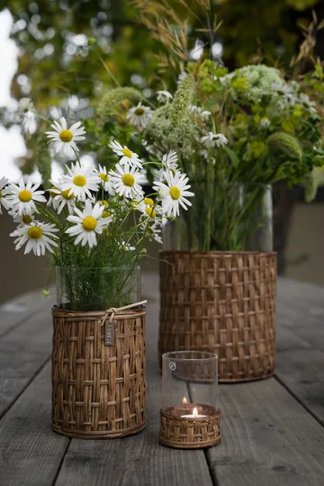 Ernst vase/lykt i kurv - Mørkebrun, Ø18x30 cm - ERNST