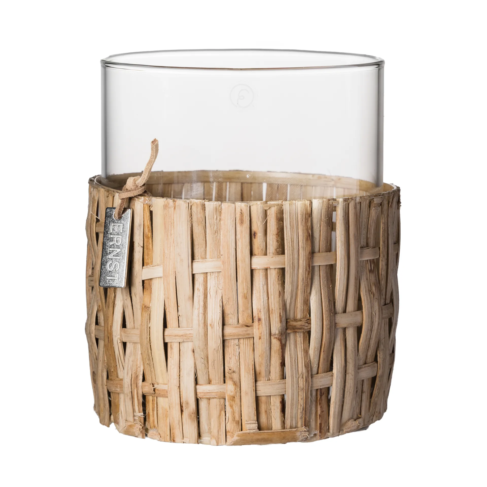 Ernst vase/lykt i kurv, Natur, Ø10x12 cm ERNST