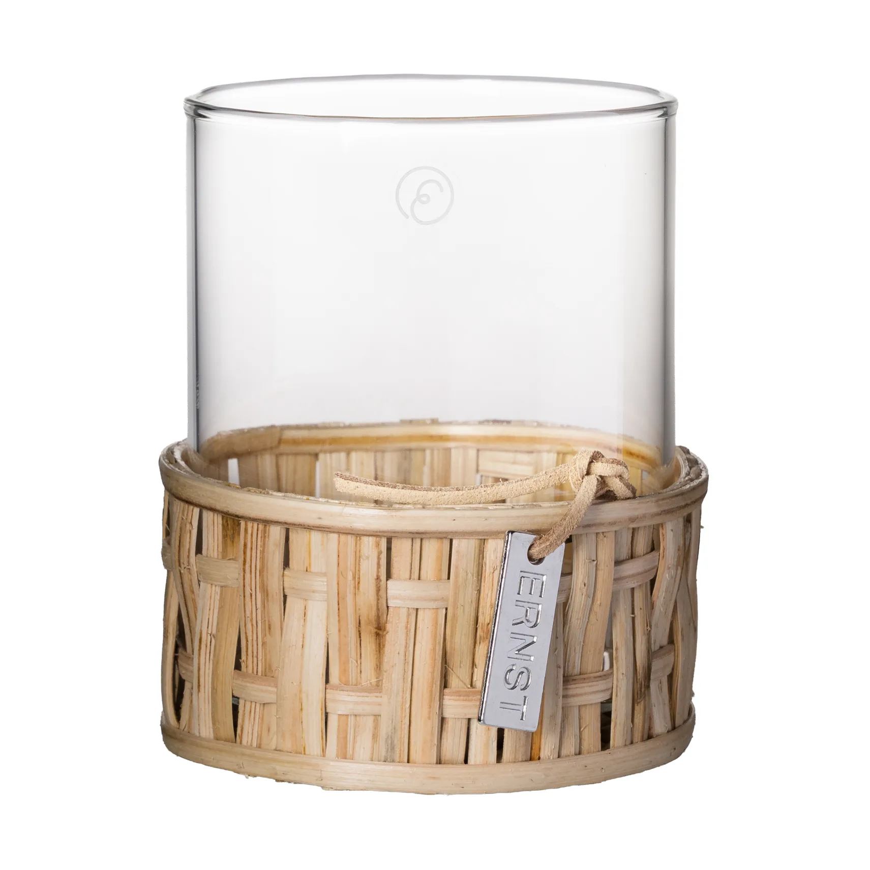 Ernst vase/lykt i kurv, Natur, Ø7x8,5 cm ERNST