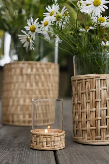 Ernst vase/lykt i kurv - Natur, Ø7x8,5 cm - ERNST