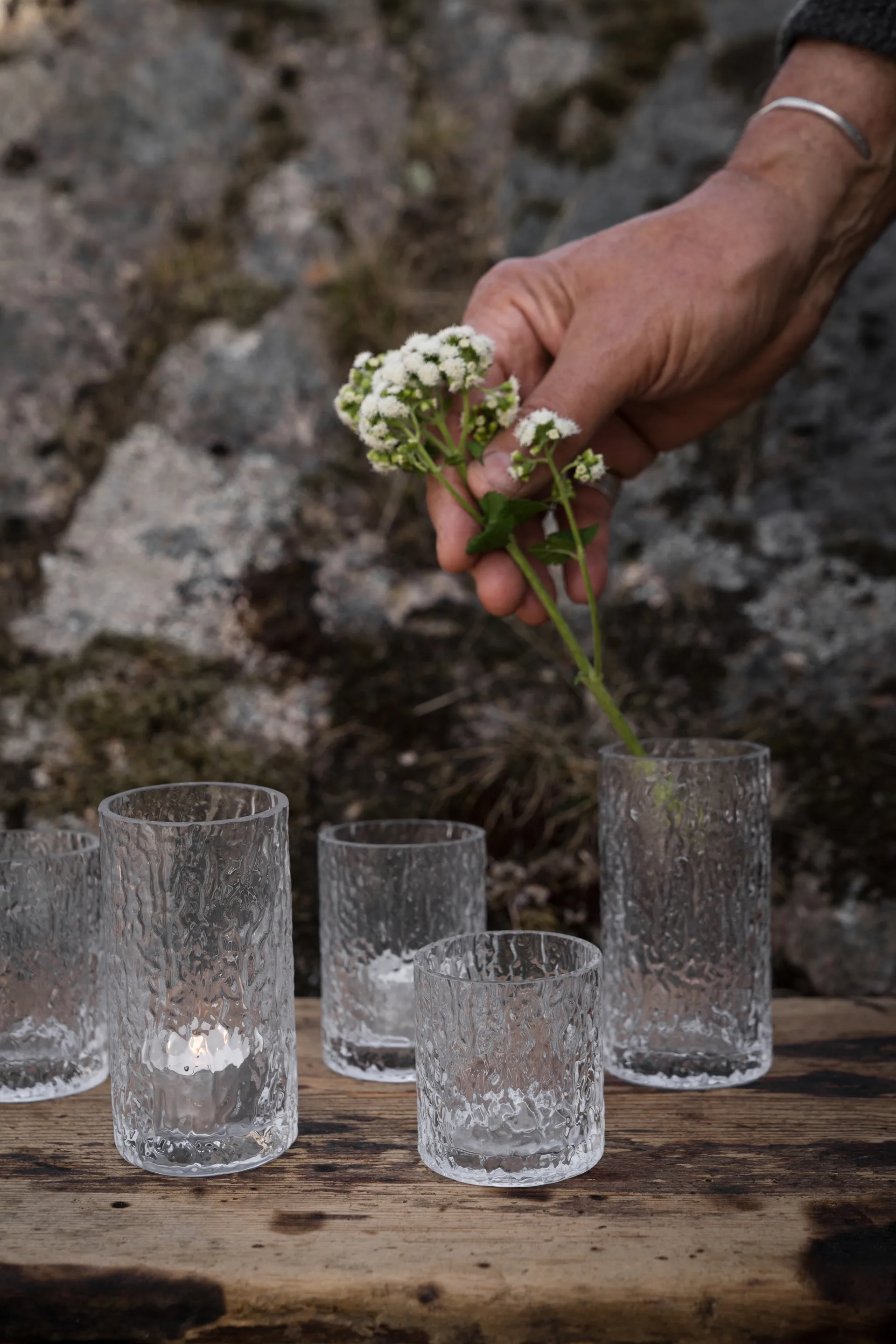 Ernst vase/lykt mønstret, Klar, Ø5,3x8,5 cm ERNST