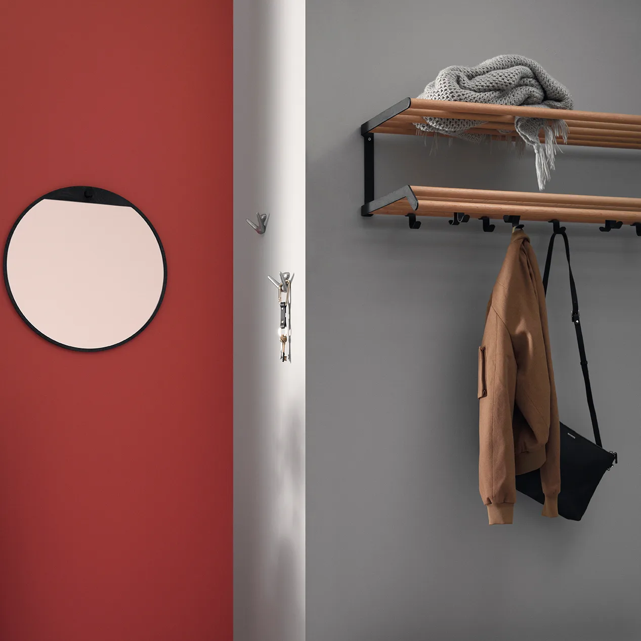 Tamburin hattehylle 60 cm, Eik-svart Essem Design