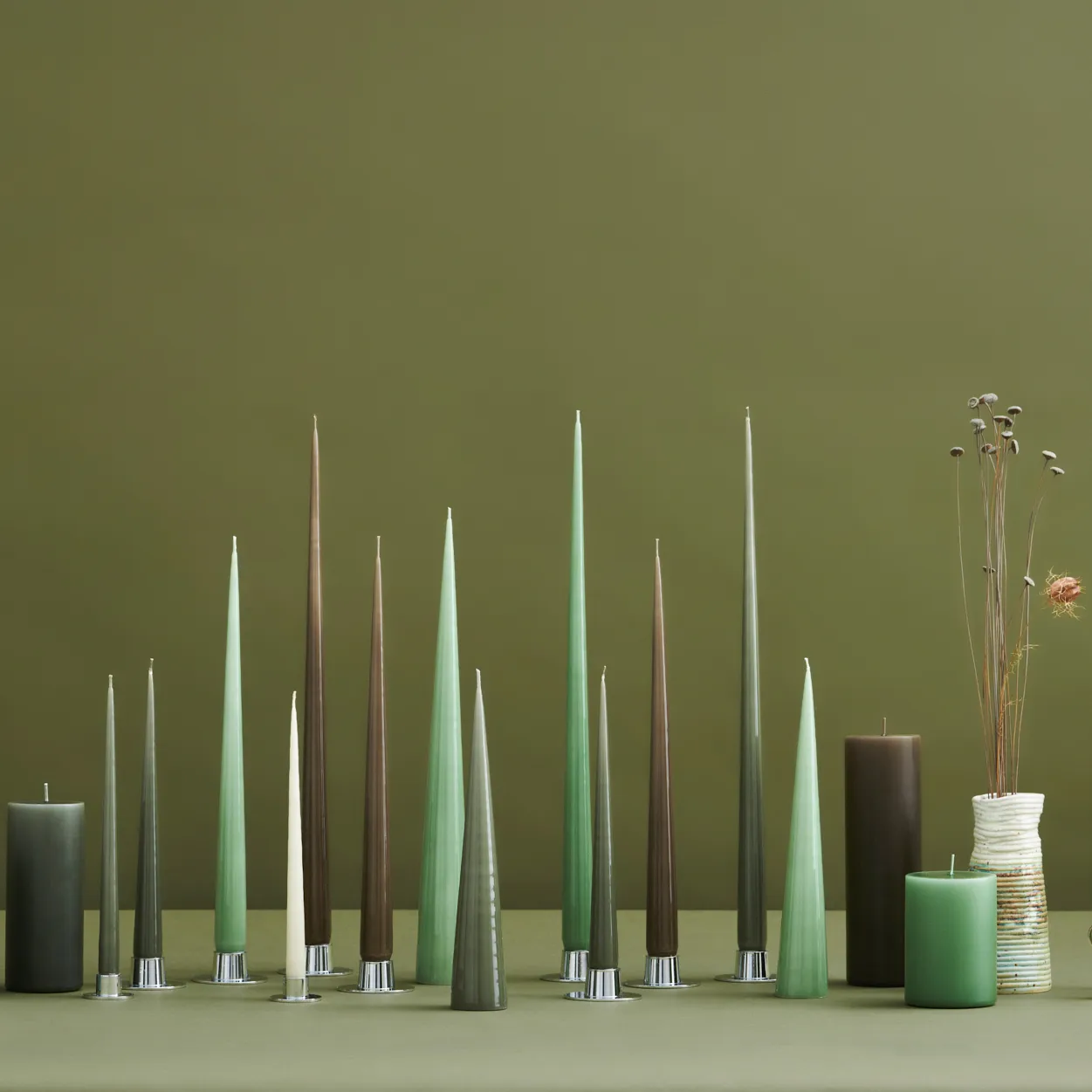 ester & erik kjeglelys 37 cm 2-stk. lakket, Green soil 70-0 ester & erik