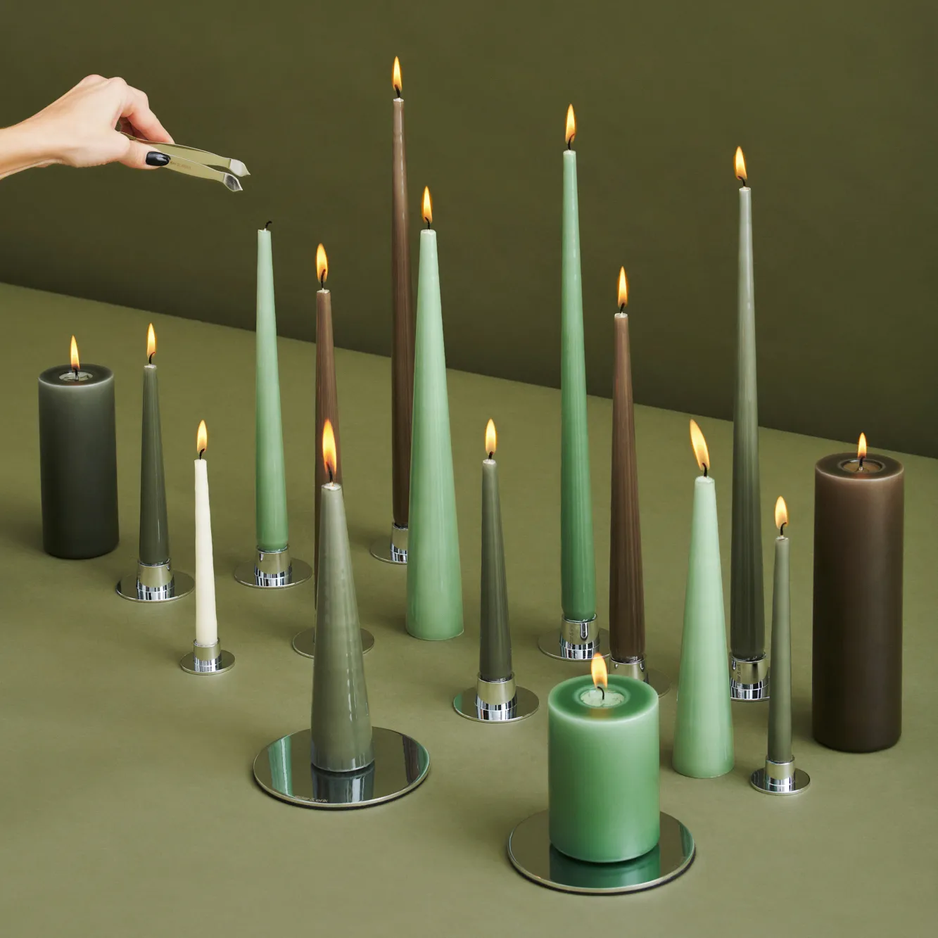 ester & erik lys 4-stk. lakket, eucalyptus, 42 cm ester & erik