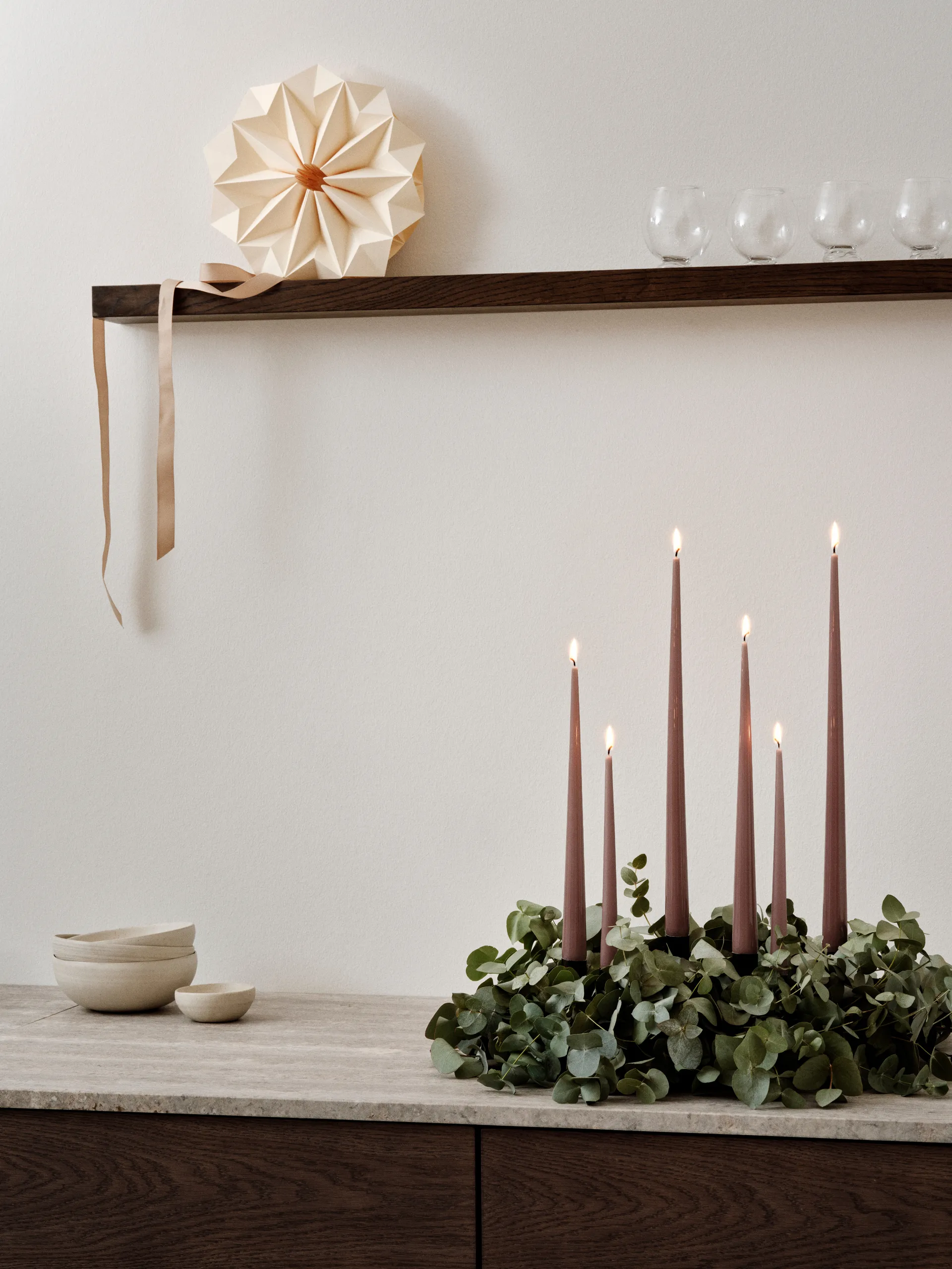 ester & erik lys 4-stk. lakket, Winter rose 84, 32 cm ester & erik