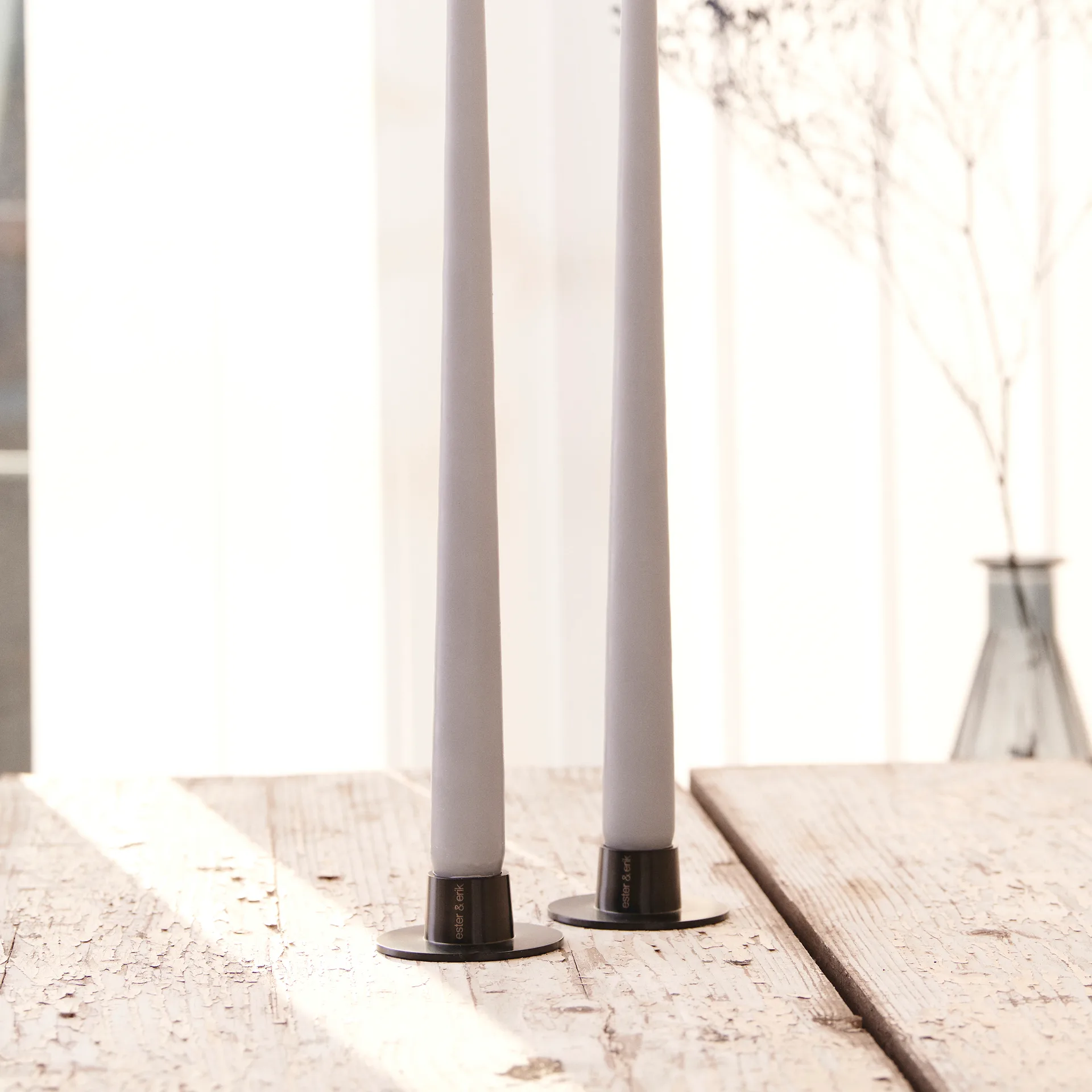 ester & erik lysestake matt 2-pakning, Svart ester & erik