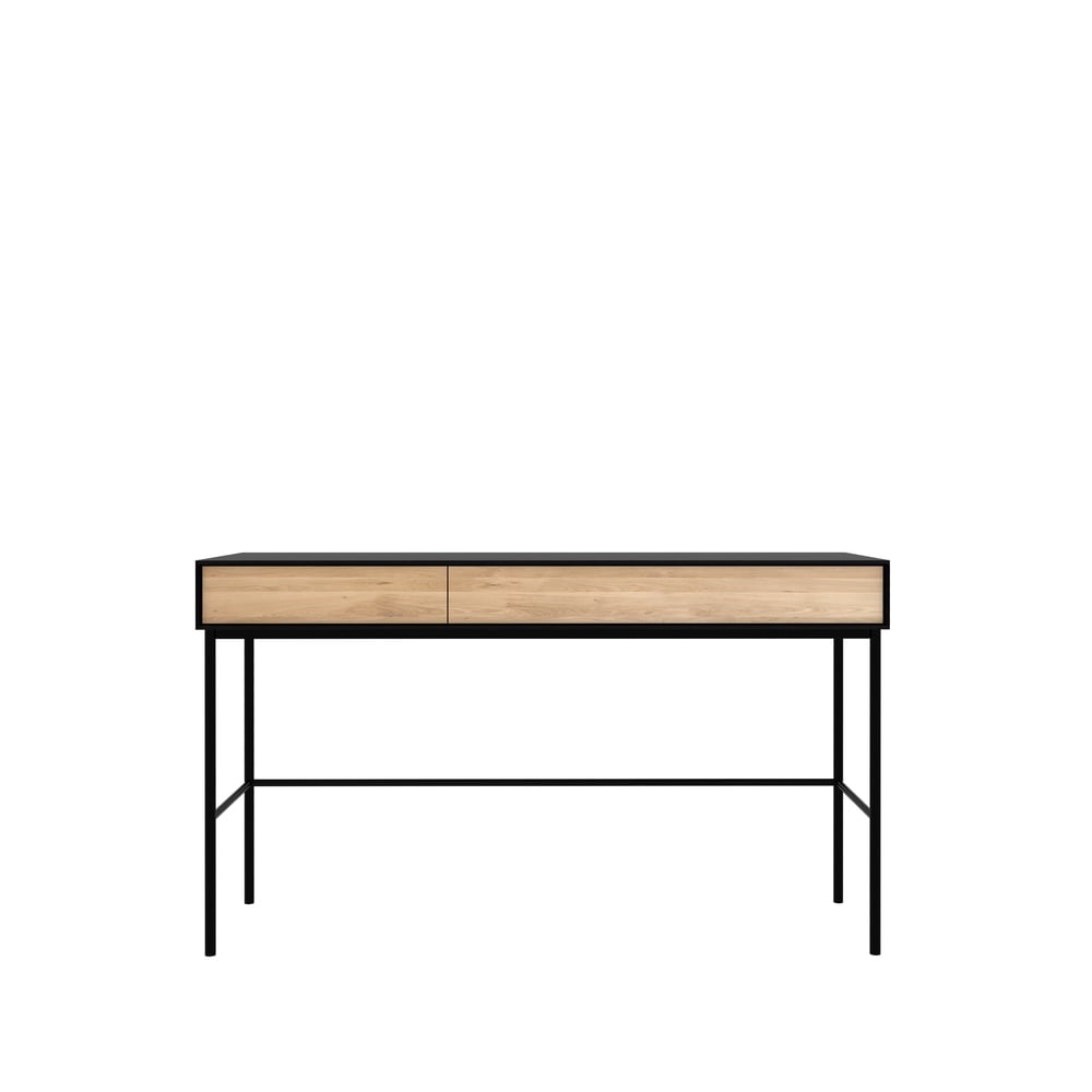 Ethnicraft Blackbird skrivebord Sort eik 2 skuffer-Sort stativ