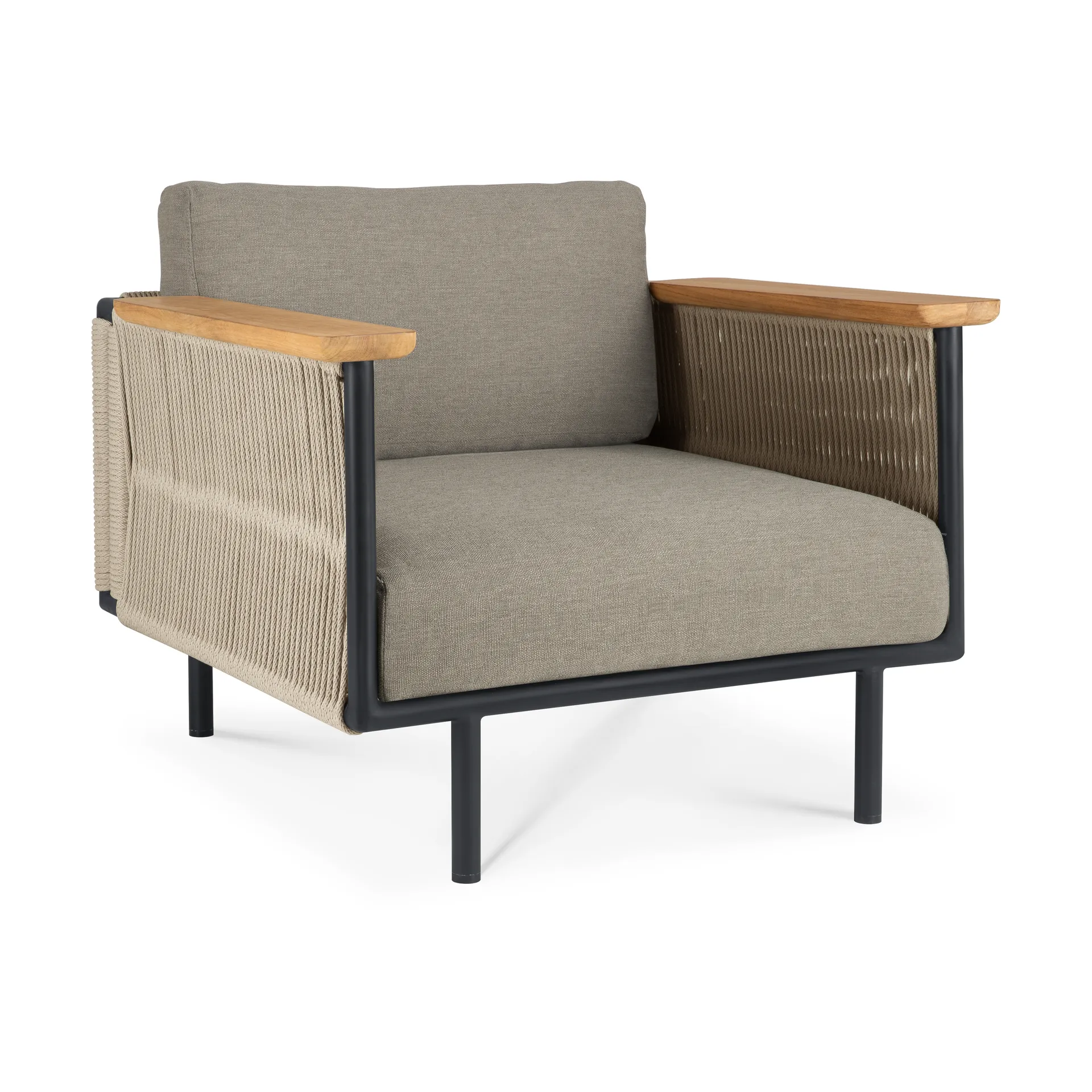 Corbey Outdoor lenestol med pute, Aluminium black-Silt Ethnicraft