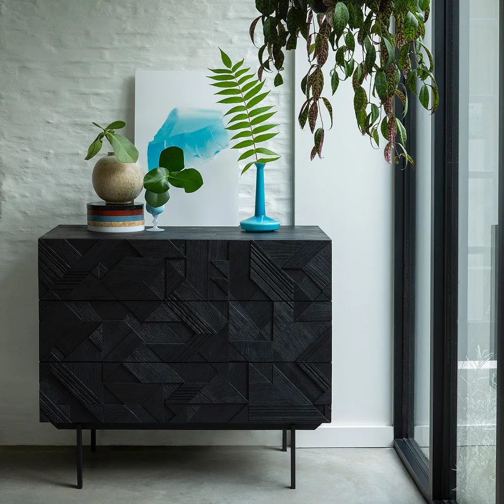 Graphic kommode 87 x 100 cm, Svart teak Ethnicraft