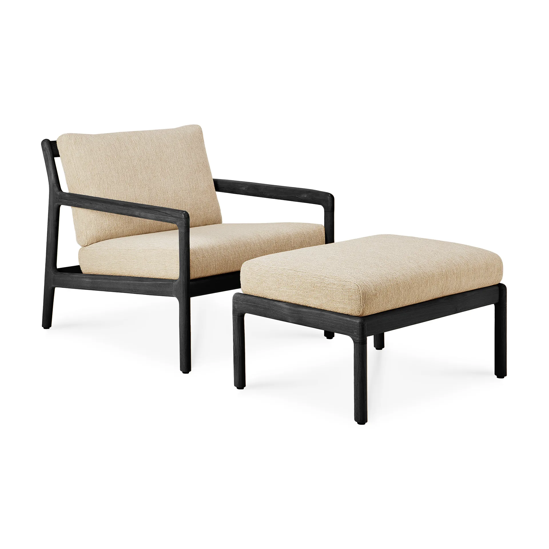 Jack outdoor puff svartbeiset teak, Natural Ethnicraft