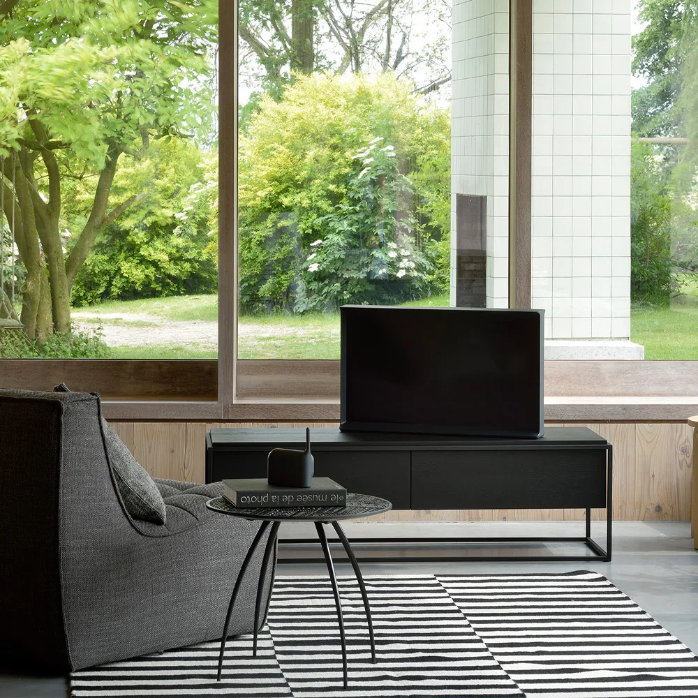 Monolit mediebenk 140 x 45 cm, Oak-Black Ethnicraft