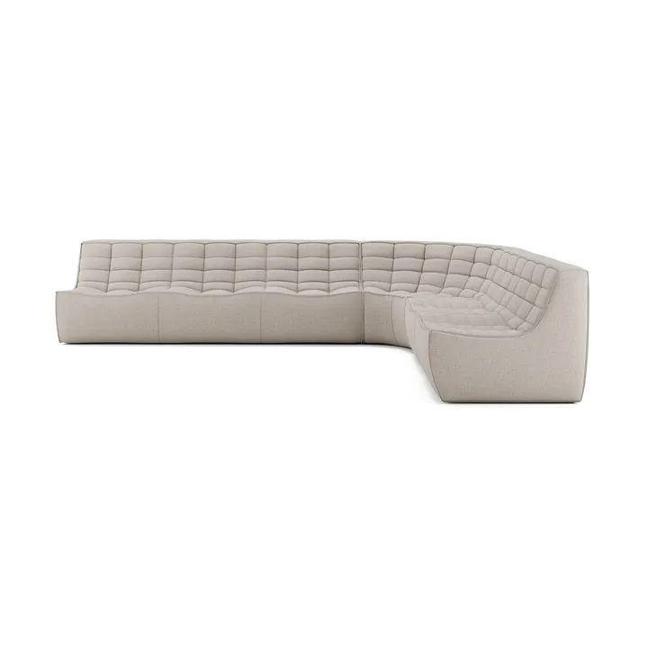 N701 modulhjørnesofa med avrundet hjørne, stoff Beige, 330x260 cm - Ethnicraft