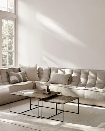 N701 modulhjørnesofa med rett hjørne, stoff Beige, 301x231 cm - Ethnicraft