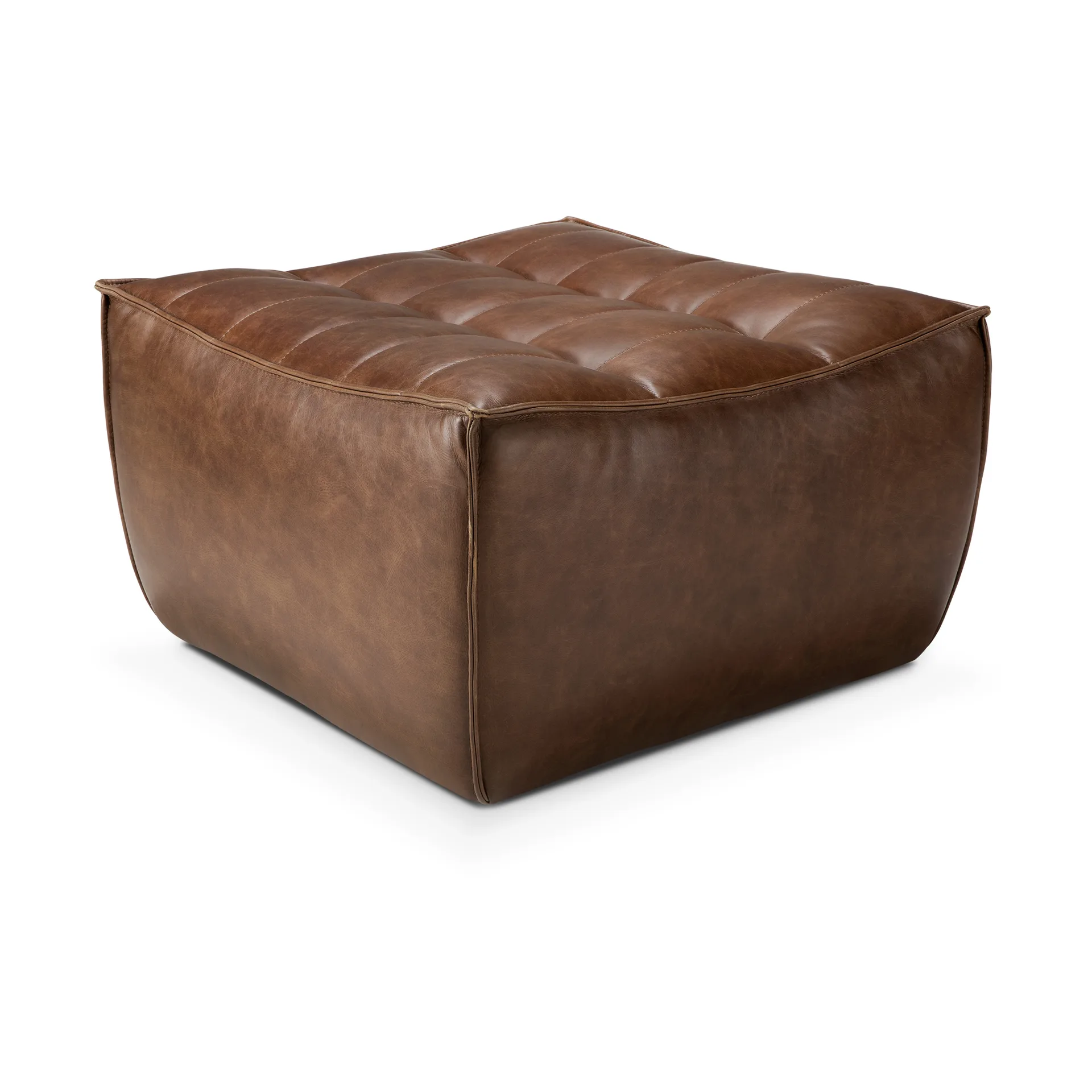 N701 puff 70 x 70 cm, Lær Chestnut Ethnicraft
