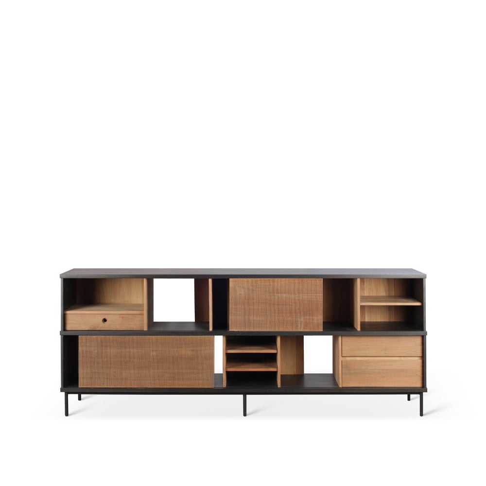 Ethnicraft Oscar sidebord Teak 2 skyvedører 3 skuffer