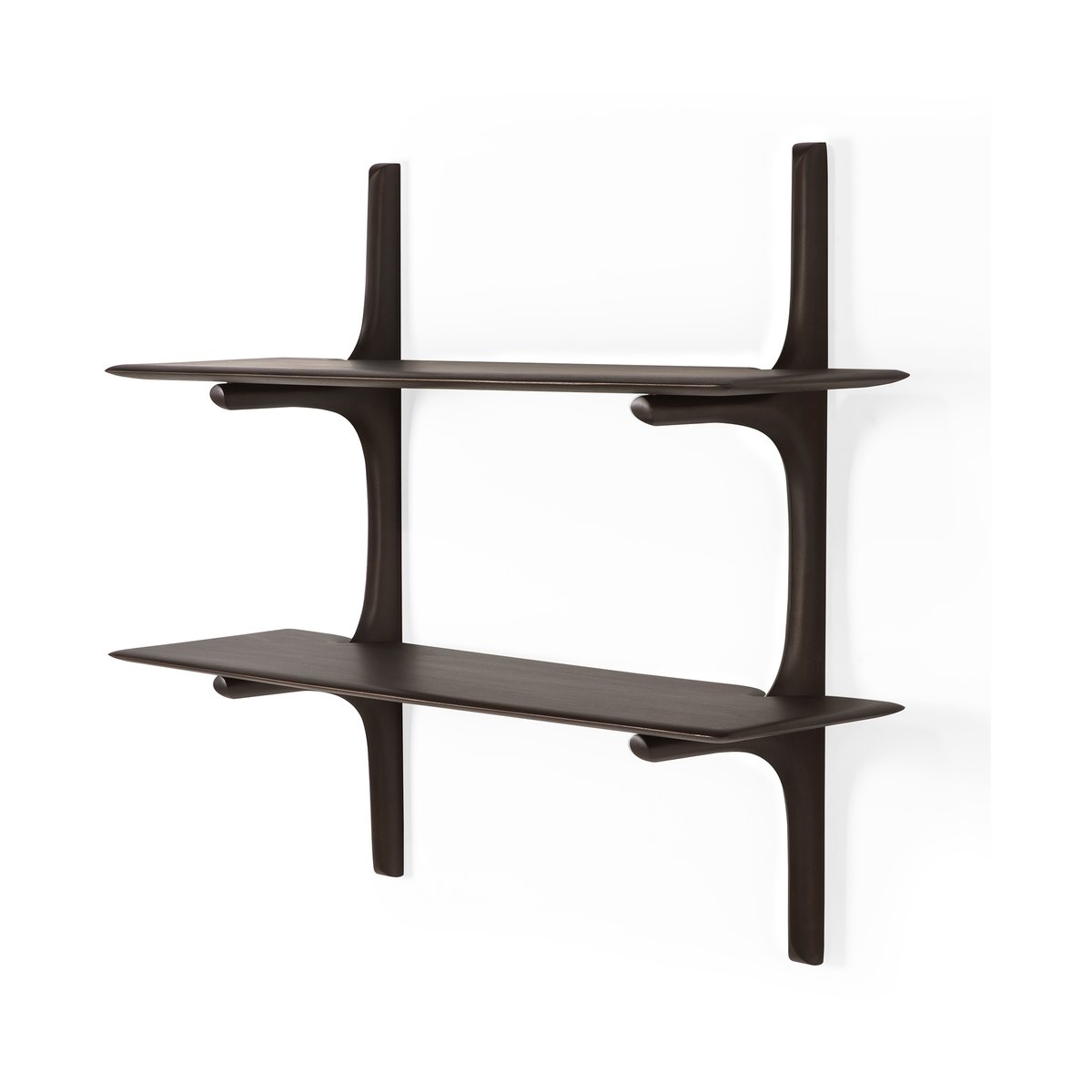 Ethnicraft - PI Wall Shelf - Varnished Mahogany - Dark Brown - 2 Shelves - Hyller - Alain Van Havre - Brun - Tre