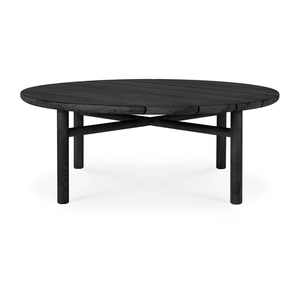Ethnicraft Quatro outdoor salongbord svartbeiset teak Ø 95 cm