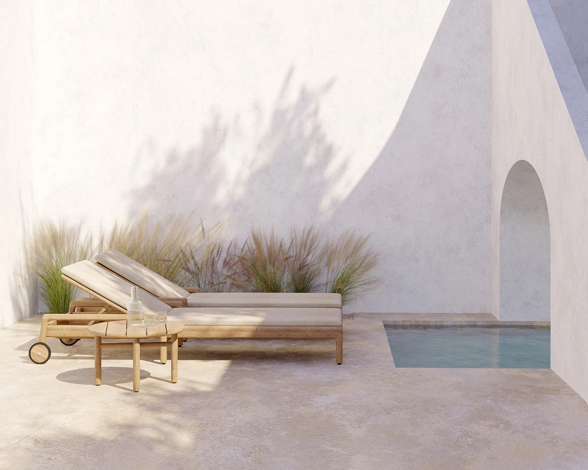 Quatro outdoor salongbord teak, Ø 59 cm Ethnicraft