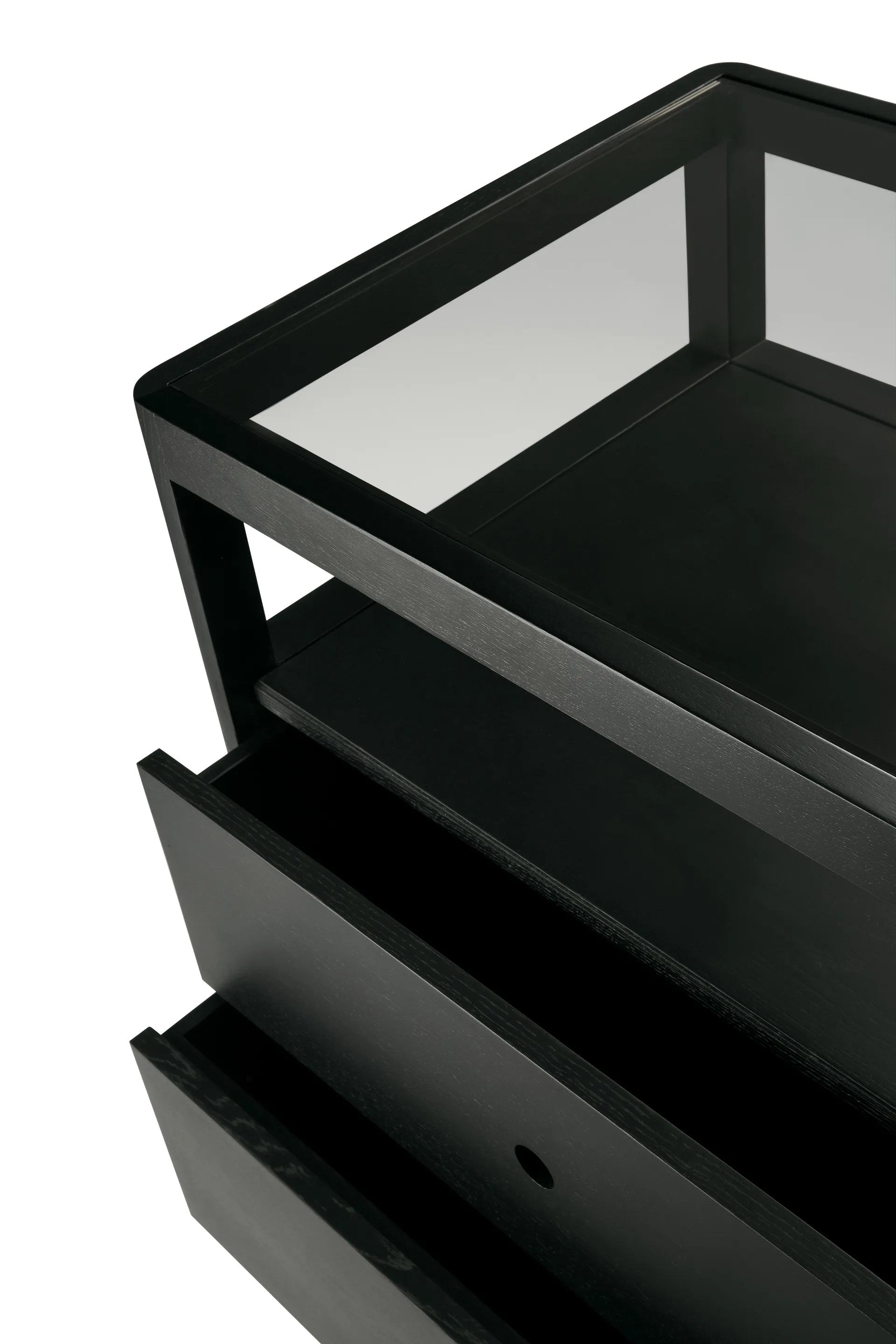 Spindle kommode, Svartlakkert eik, 4 skuffer Ethnicraft