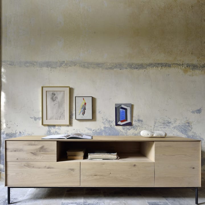 Whitebird mediebenk 180 cm, Oak wax oil-Black metal Ethnicraft