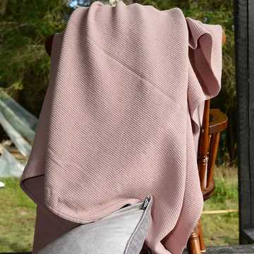 Stripe sengeteppe steinvasket bomull 180 x 260 - Dusty rose - Etol Design